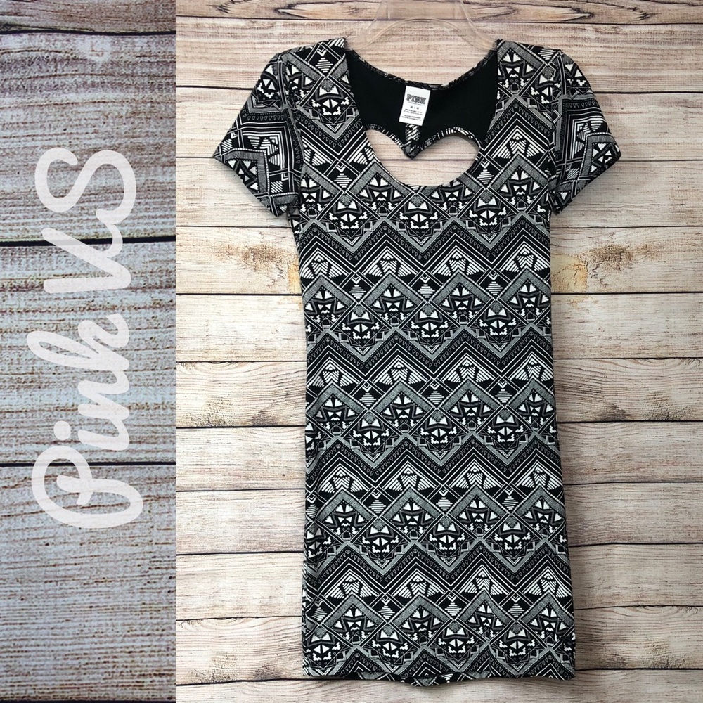Pink VS | Blk/wht tribal dress heart keyhole back